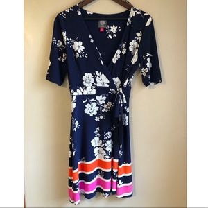 Short Sleeve Floral Wrap Dress